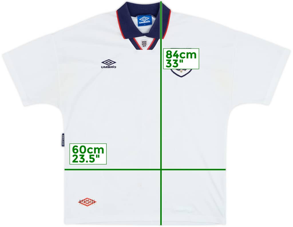 1993-95 England Home Shirt - 5/10 - (XL)