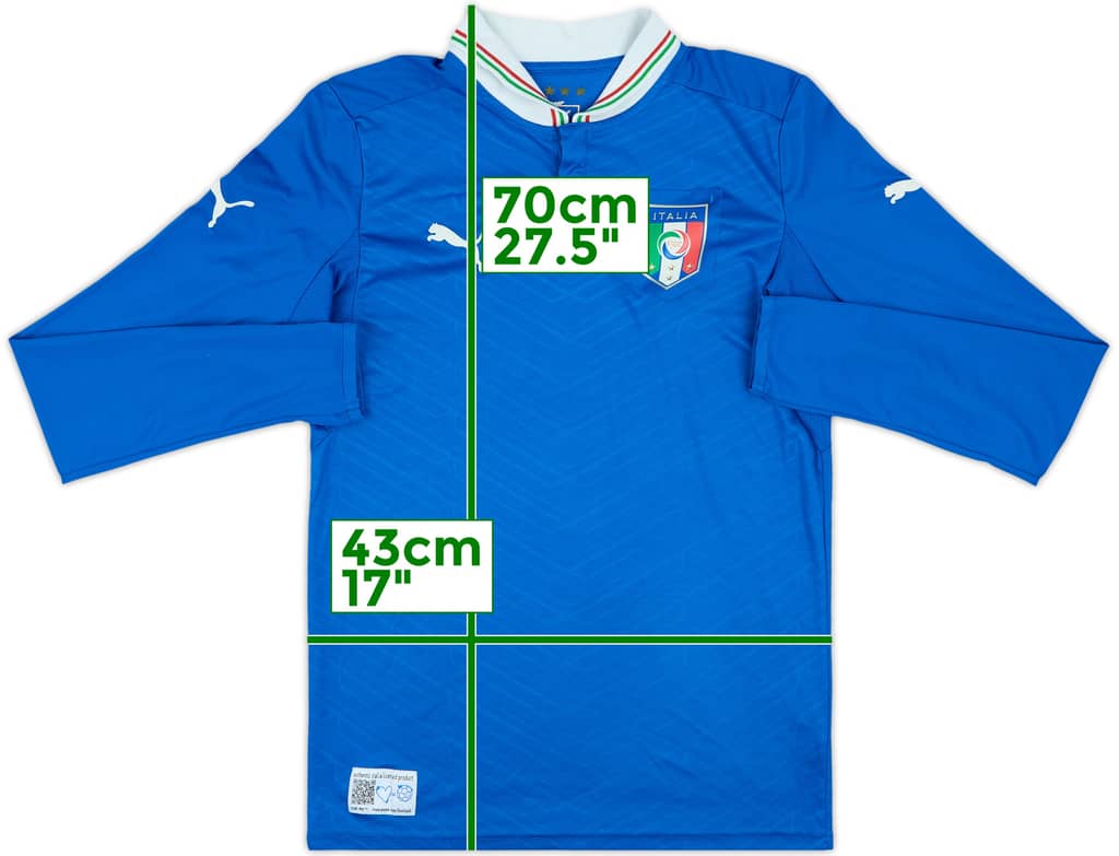 2012-13 Italy Home L/S Shirt - 8/10 - (S)