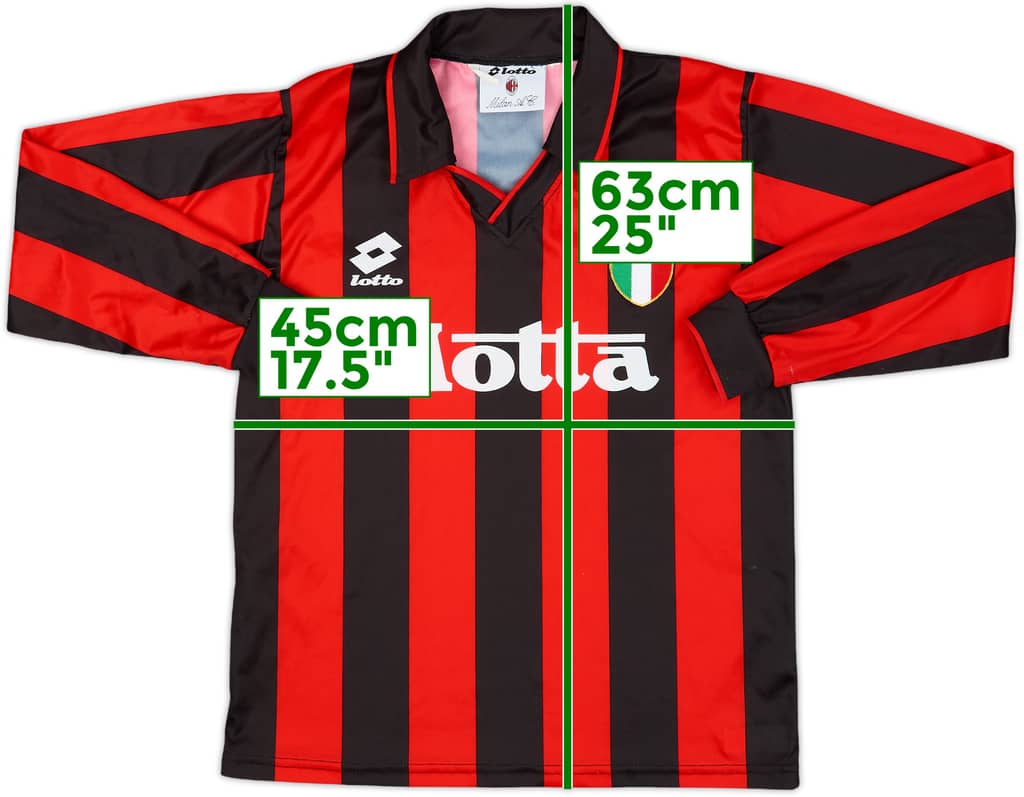 1993-94 AC Milan Home L/S Shirt - 9/10 - (L.Boys)