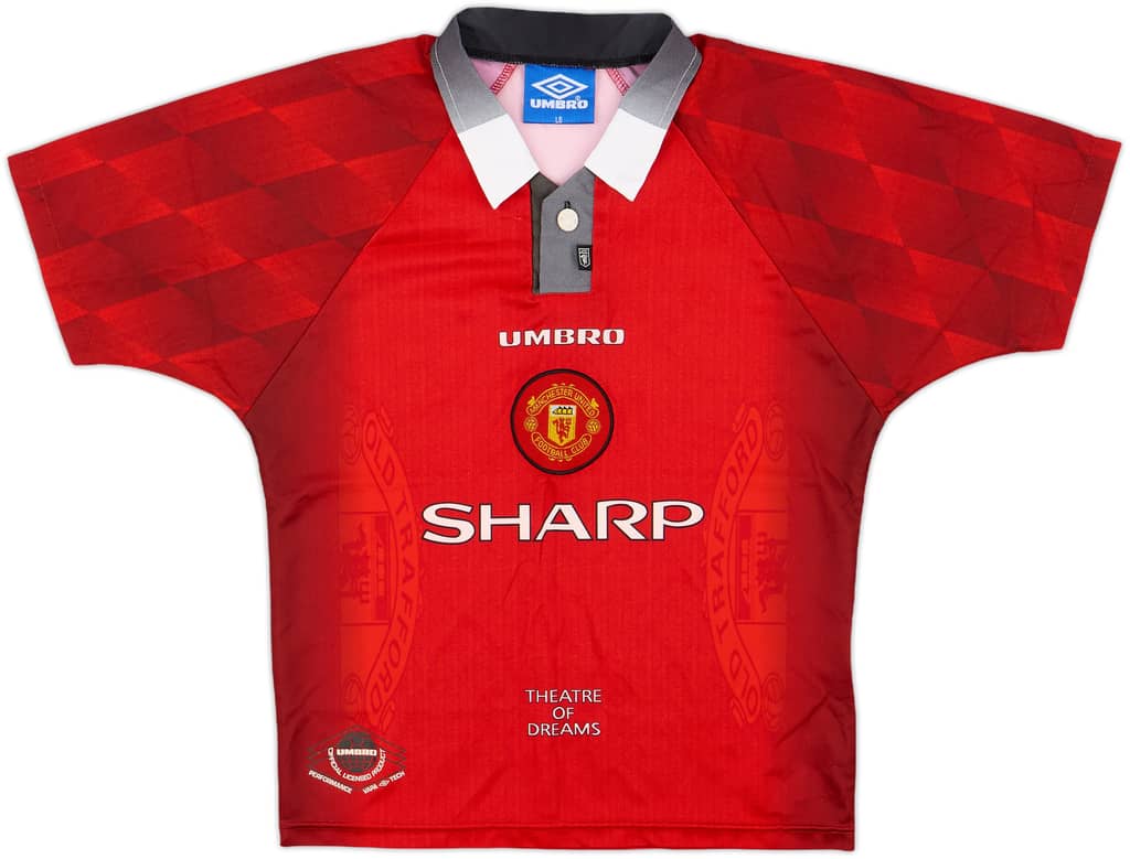 1996-98 Manchester United Home Shirt - 9/10 - (L.Boys)