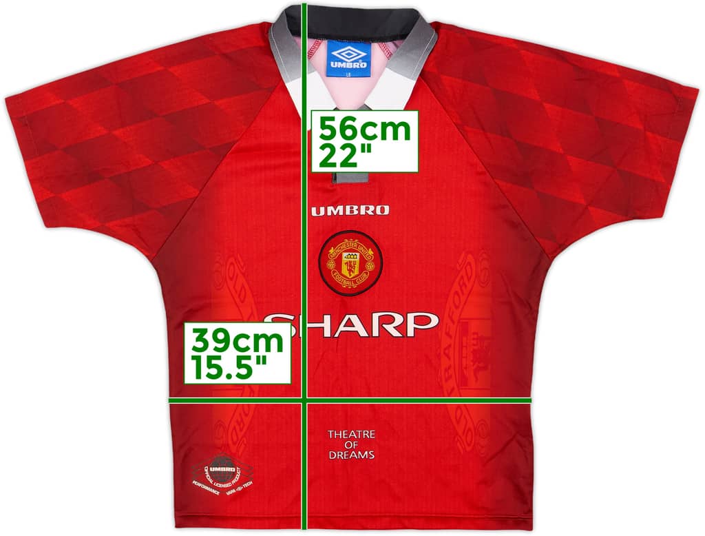 1996-98 Manchester United Home Shirt - 9/10 - (L.Boys)