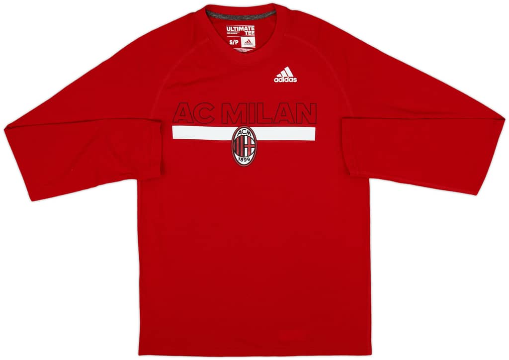 2017-18 AC Milan adidas Cotton L/S Tee - 8/10 - (S)