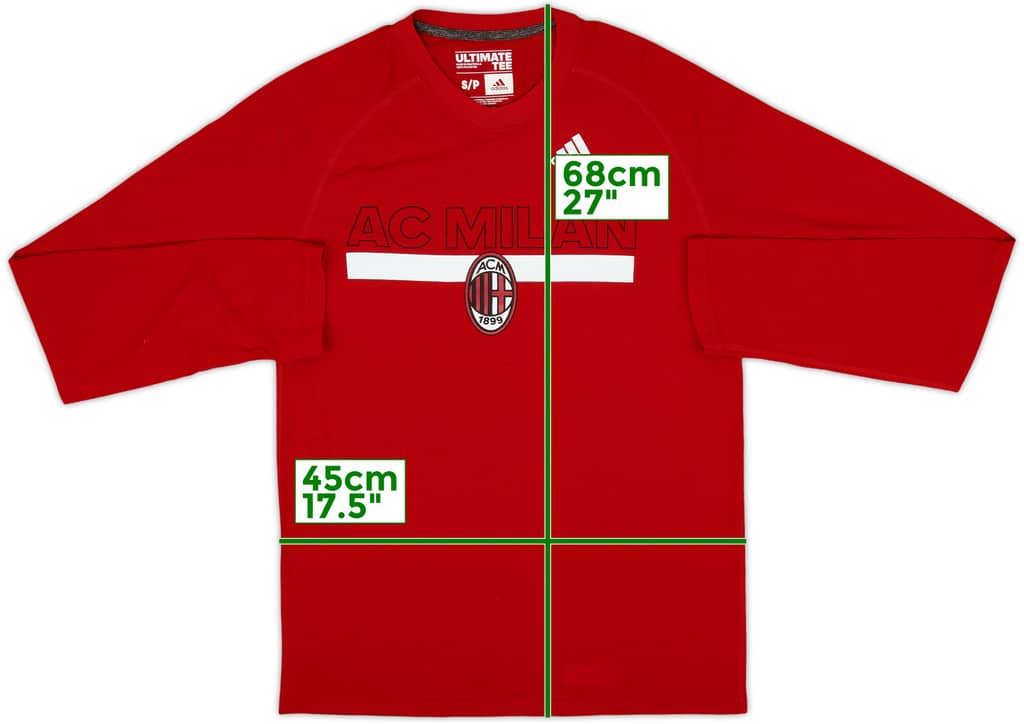 2017-18 AC Milan adidas Cotton L/S Tee - 8/10 - (S)