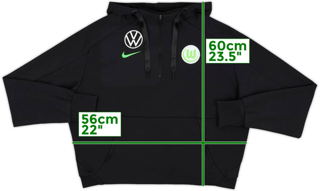 2021-22 Wolfsburg Nike 1/4 Zip Hooded Sweat Top - 8/10 - (Women's L)
