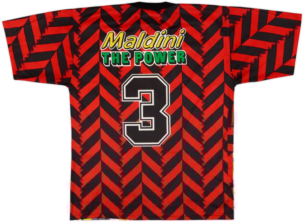 1991-92 AC Milan adidas Graphic Tee Maldini #3 - 9/10 - (L)