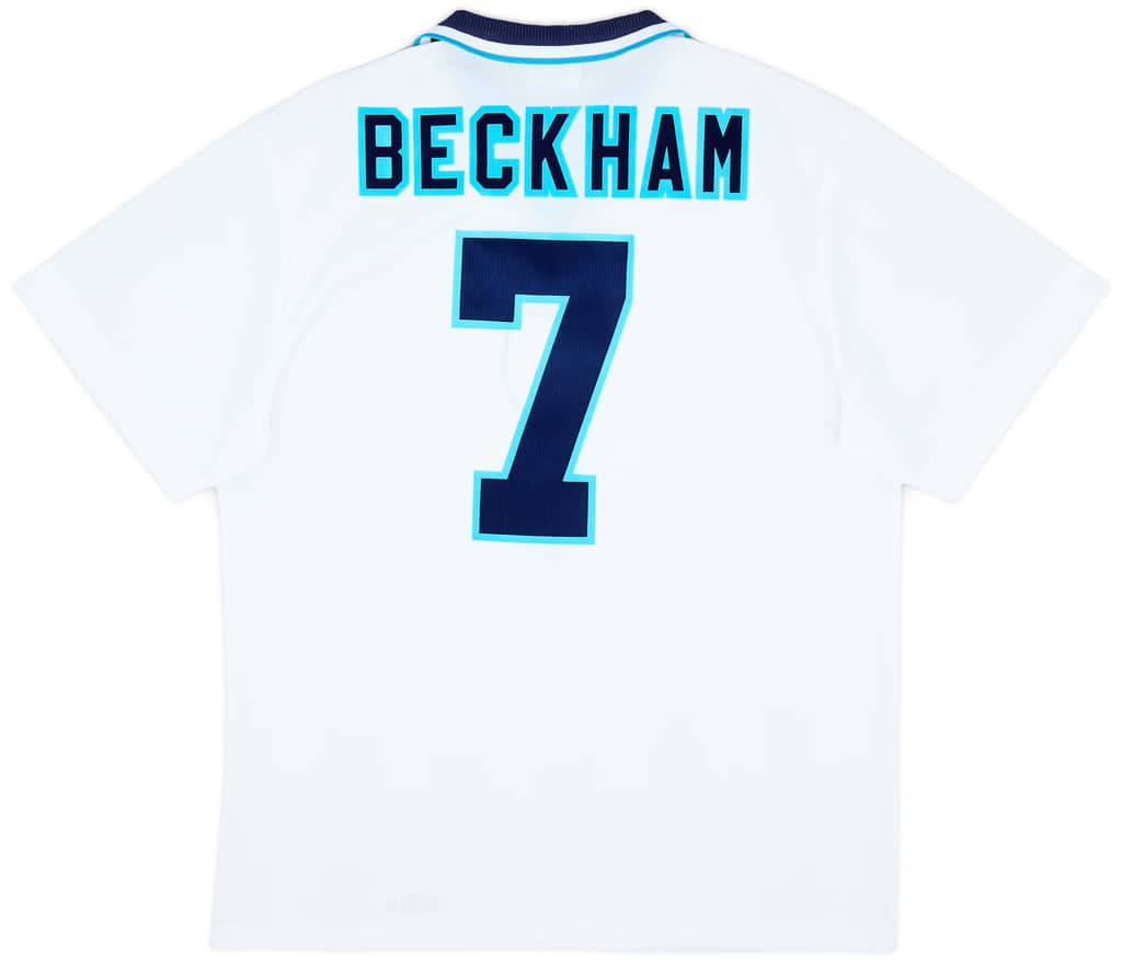 1995-97 England Home Shirt Beckham #7 - 9/10 - (XL)