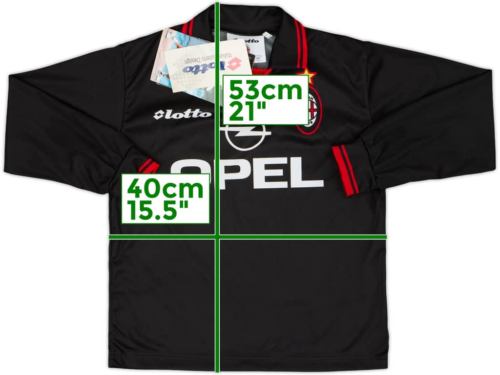 Camiseta de la tercera equipación del AC Milan 1997-98 Manga Larga (Niños M)