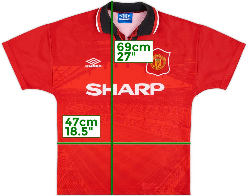 1994-96 Manchester United Home Shirt - 9/10 - (Y)