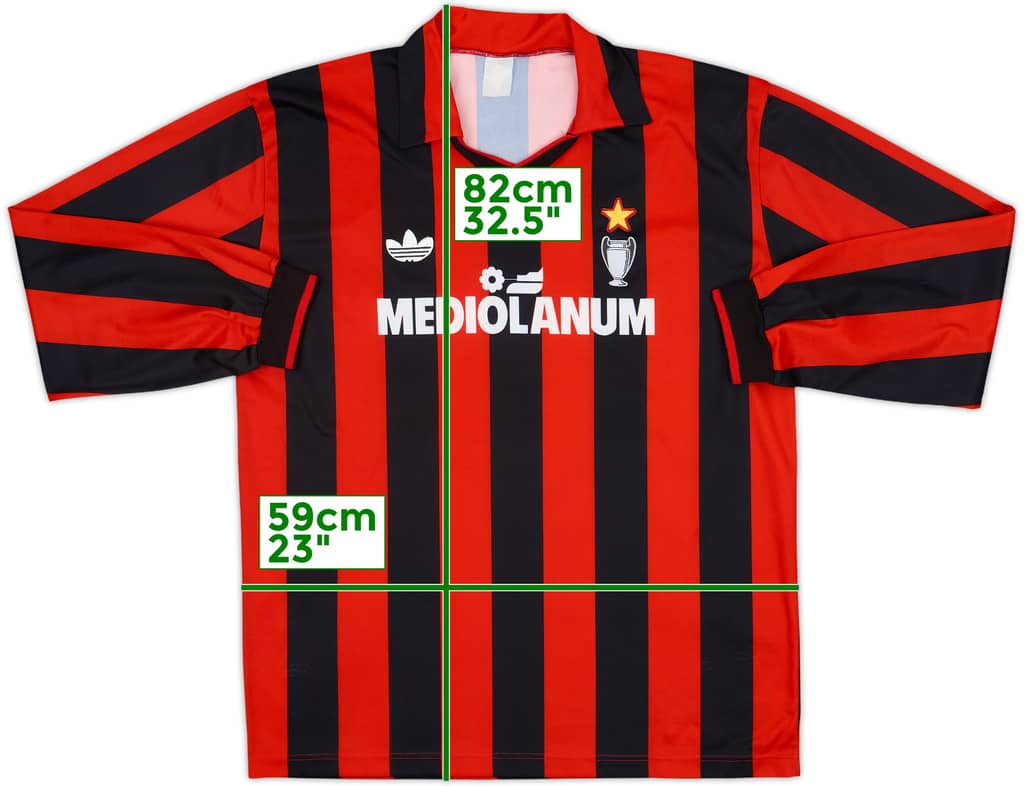 1990-91 AC Milan Home L/S Shirt - 9/10 - (XL)