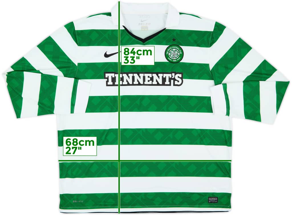 2010-12 Celtic Home L/S Shirt - 6/10 - (XXL)