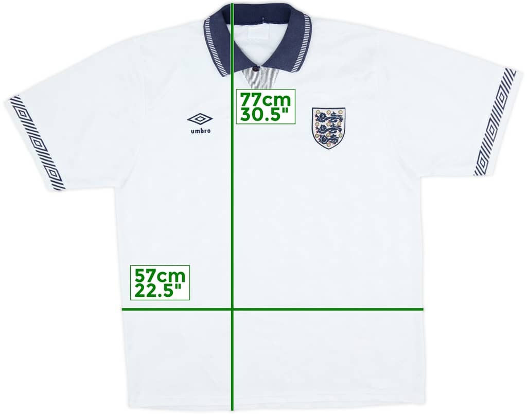 1990-92 England Home Shirt - 9/10 - (XL)