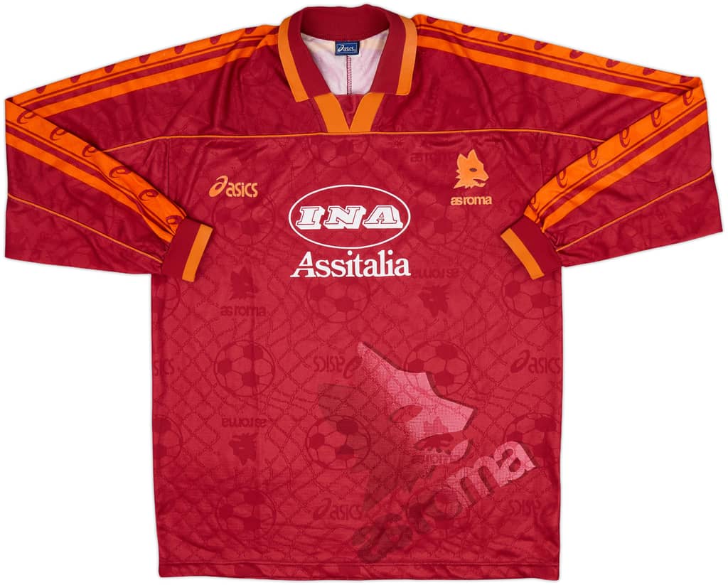 1995-96 Roma Home L/S Shirt - 8/10 - (L)