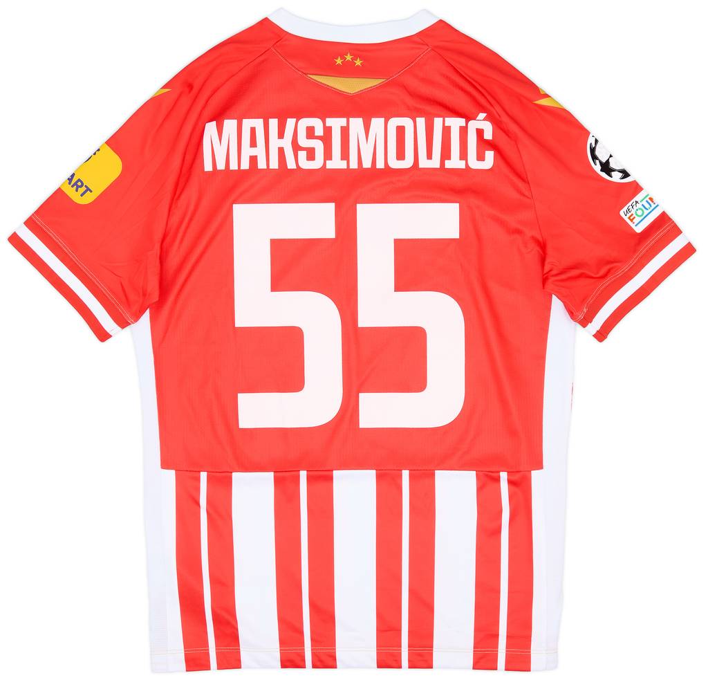 2023-24 Red Star Belgrade Match Issue Champions League Home Shirt Maksimovic #55