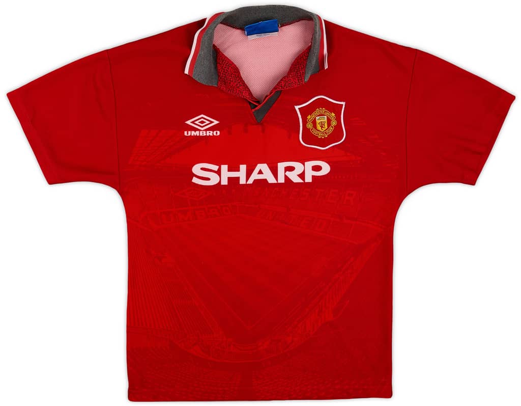1994-96 Manchester United Home Shirt - 6/10 - (L.Boys)