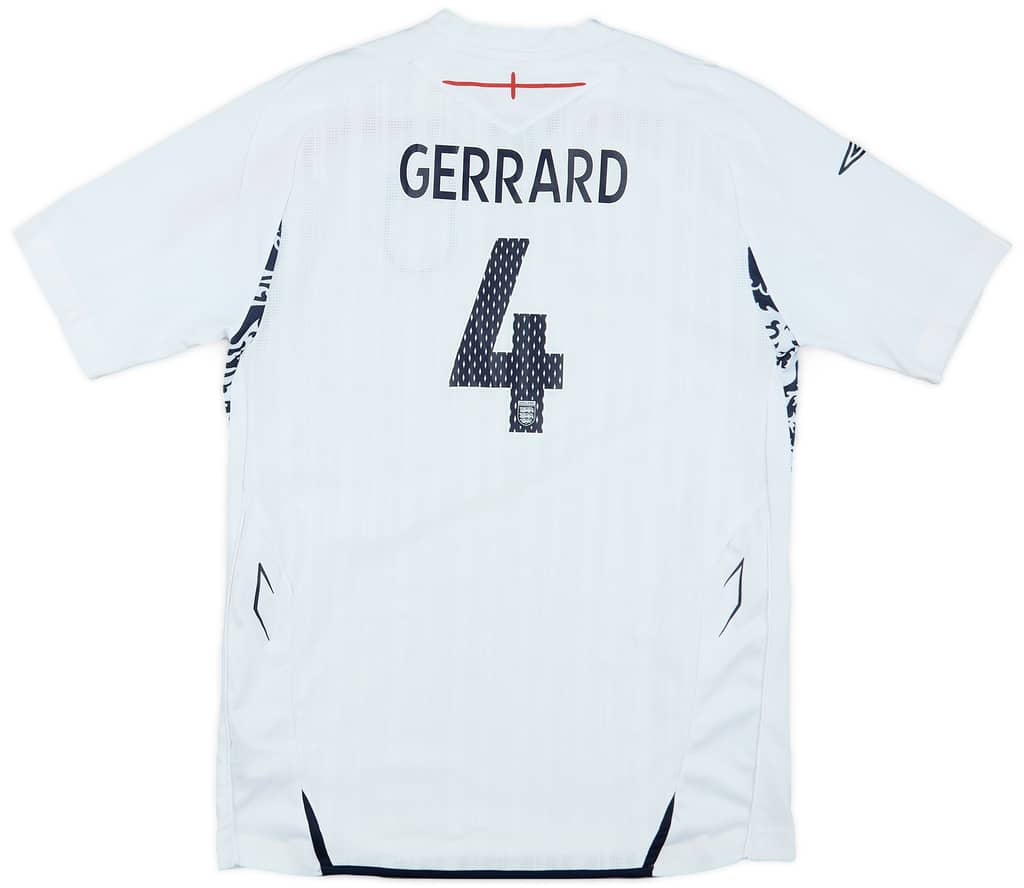 2007-09 England Home Shirt Gerrard #4 - 9/10 - (XL.Boys)