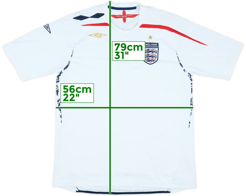 2007-09 England Home Shirt - 4/10 - (XL)