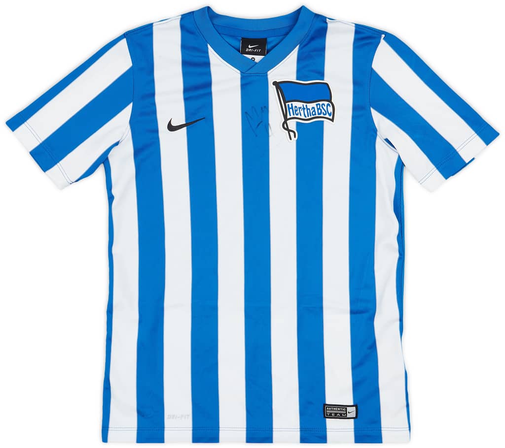 2013-14 Hertha Berlin Signed 'Fussballschule' Home Shirt - 7/10 - (M.Boys)
