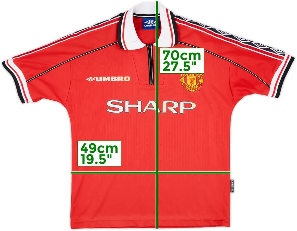 1998-00 Manchester United Home Shirt - 7/10 - (Y)