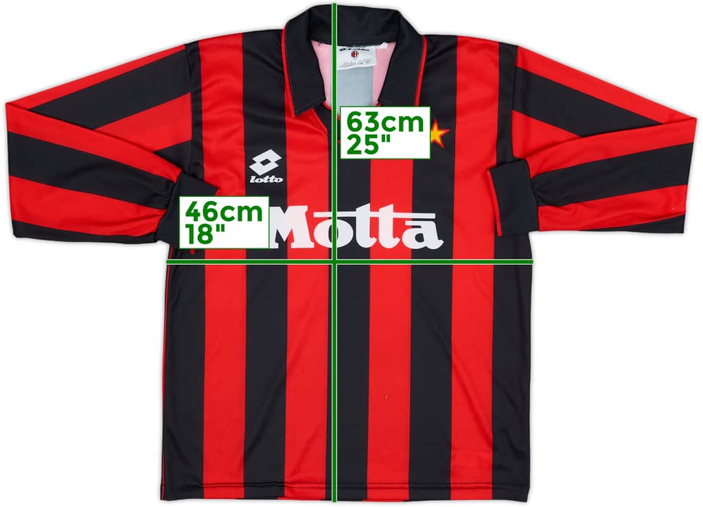 1993-94 AC Milan Home L/S Shirt - 8/10 - (L.Boys)