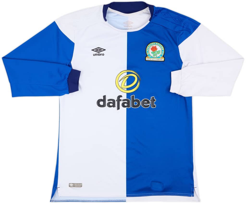 2017-18 Blackburn Rovers Home L/S Shirt - 6/10 - (L)