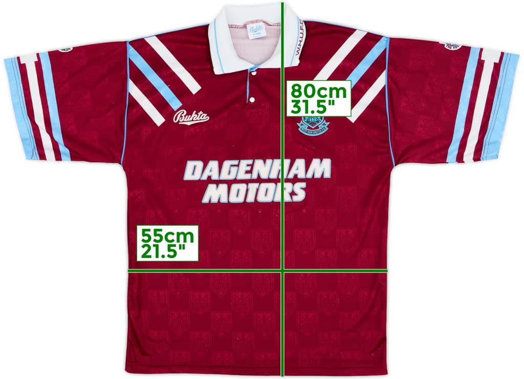1991-92 West Ham Home Shirt - 8/10 - (L)