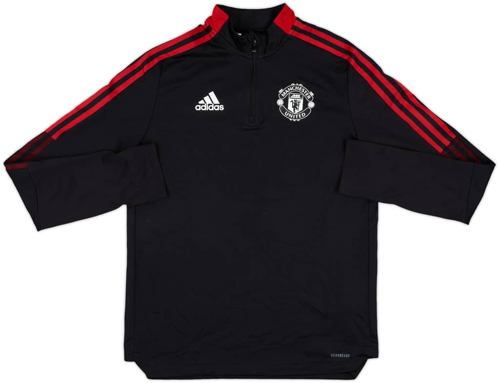 2021-22 Manchester United adidas 1/4 Zip Drill Top - 8/10 - (XL.Boys)