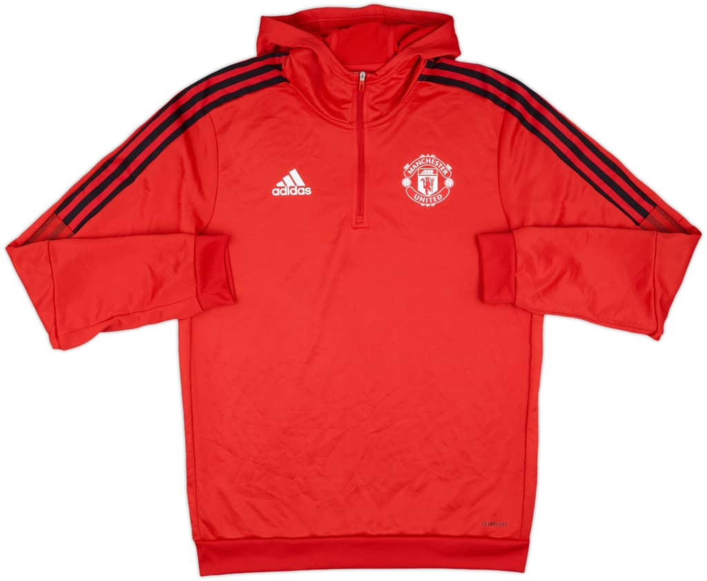 2022-23 Manchester United adidas 1/4 Zip Hooded Drill Top - 7/10 - (M)