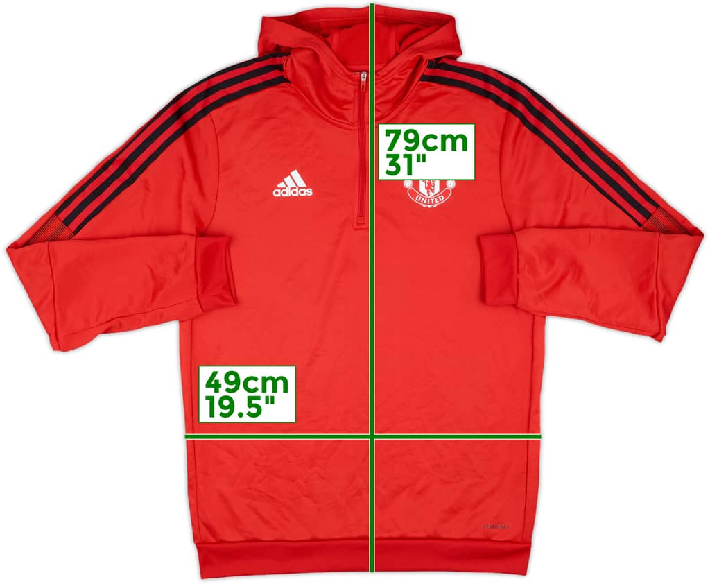 2022-23 Manchester United adidas 1/4 Zip Hooded Drill Top - 7/10 - (M)