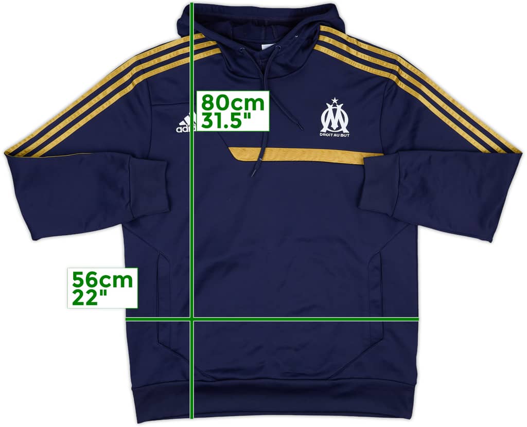 2013-14 Olympique Marseille adidas Hooded Sweat Top - 8/10 - (L/XL)