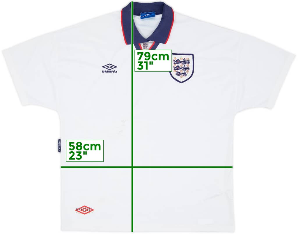1993-95 England Home Shirt - 4/10 - (XL)