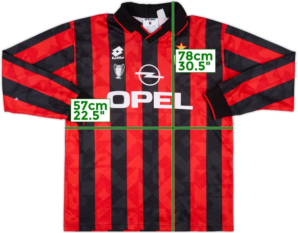 1994-95 AC Milan Home L/S Shirt - 7/10 - (XL)