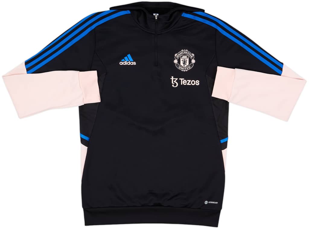 2022-23 Manchester United adidas 1/4 Zip Hooded Drill Top - 10/10 - (M)