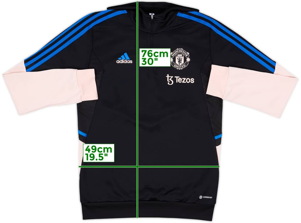 2022-23 Manchester United adidas 1/4 Zip Hooded Drill Top - 10/10 - (M)