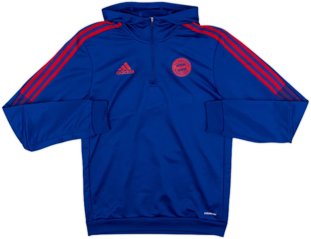 2021-22 Bayern Munich adidas Hooded 1/4 Zip Drill Top - 9/10 - (S)