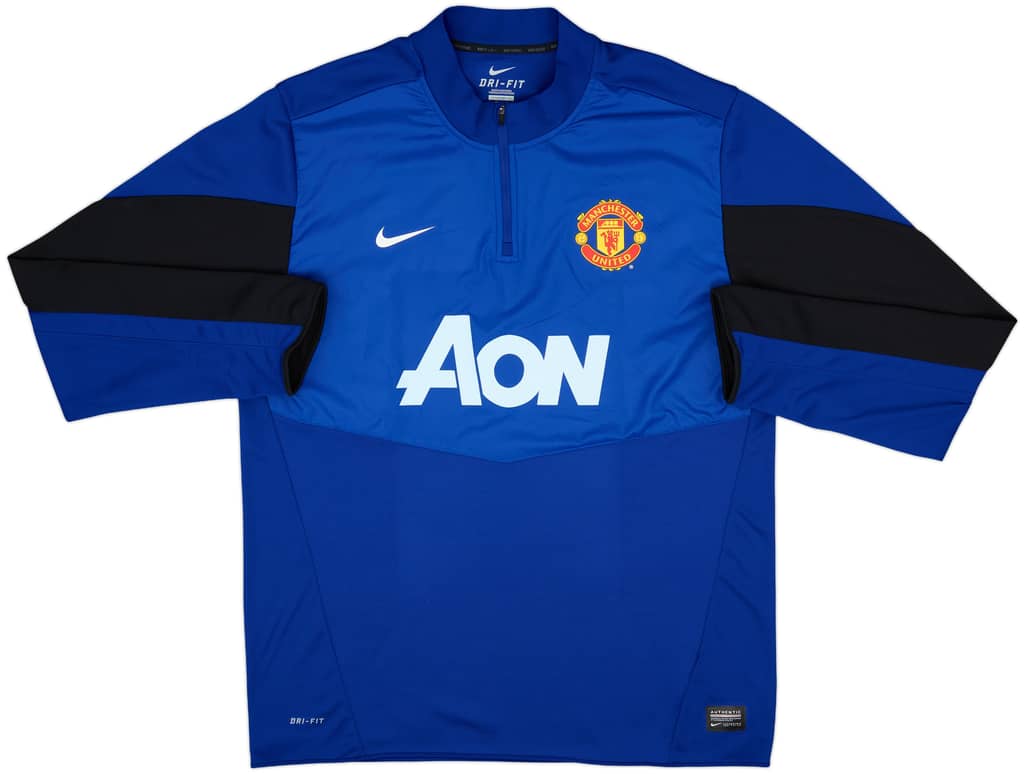 2013-14 Manchester United Nike 1/4 Zip Drill Top - 9/10 - (XL)
