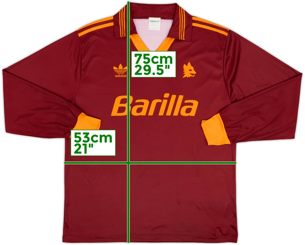 1992-94 Roma Home L/S Shirt - 9/10 - (L)