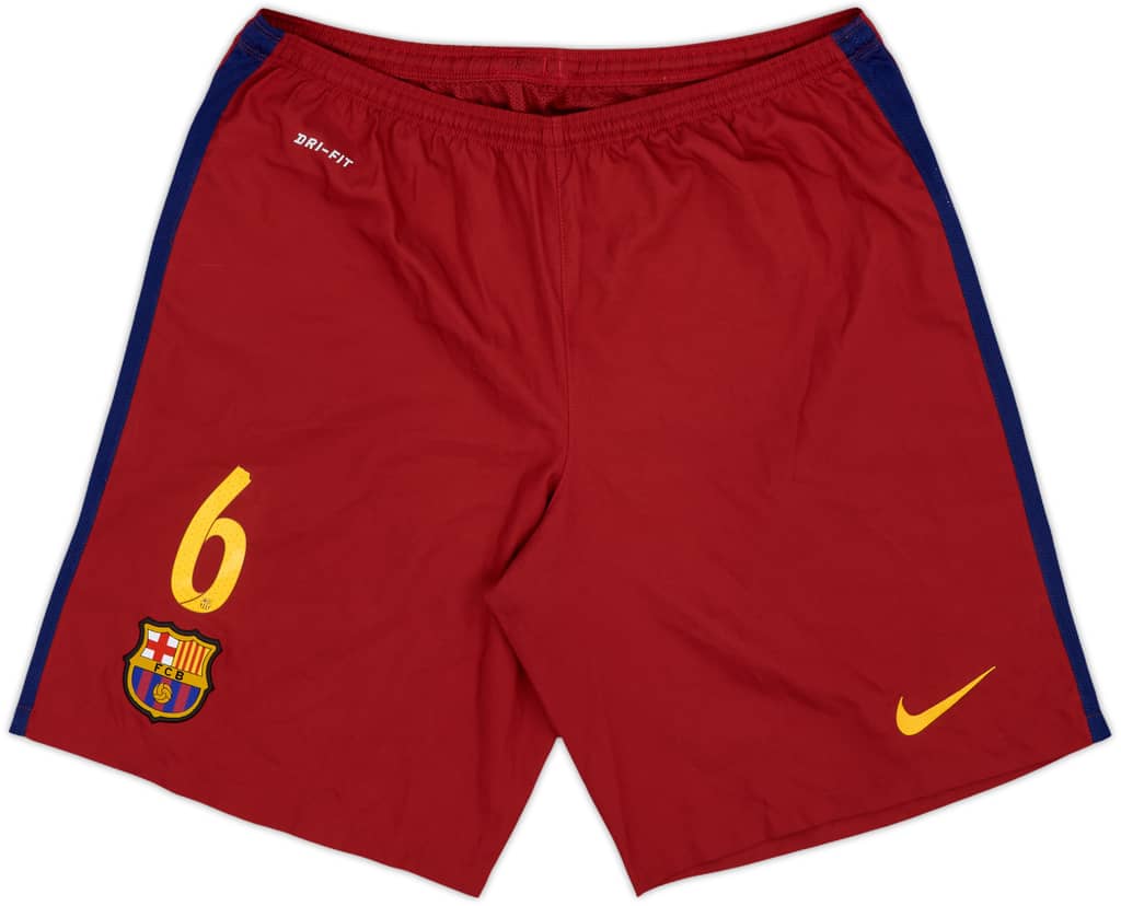 2015-16 Barcelona Home Shorts #6 - 7/10 - (L)