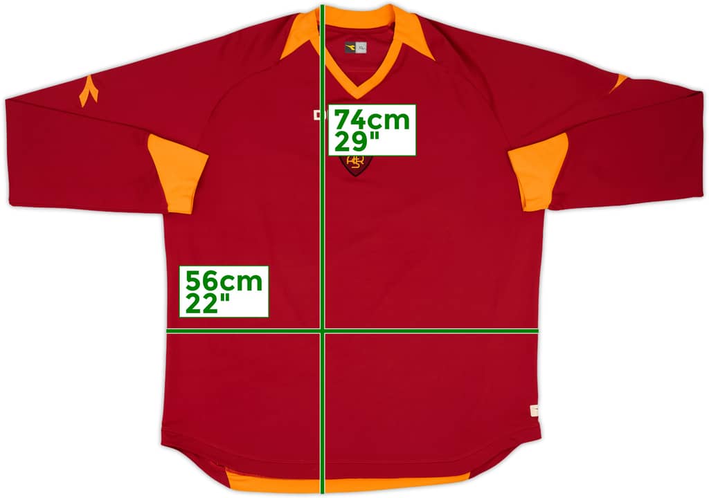 2006-07 Roma Home L/S Shirt - 8/10 - (XL)