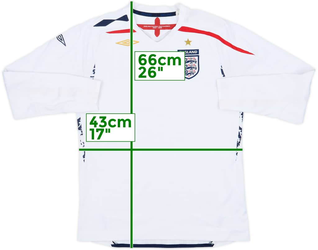 2007-09 England Home L/S Shirt - 9/10 - (L.Boys)