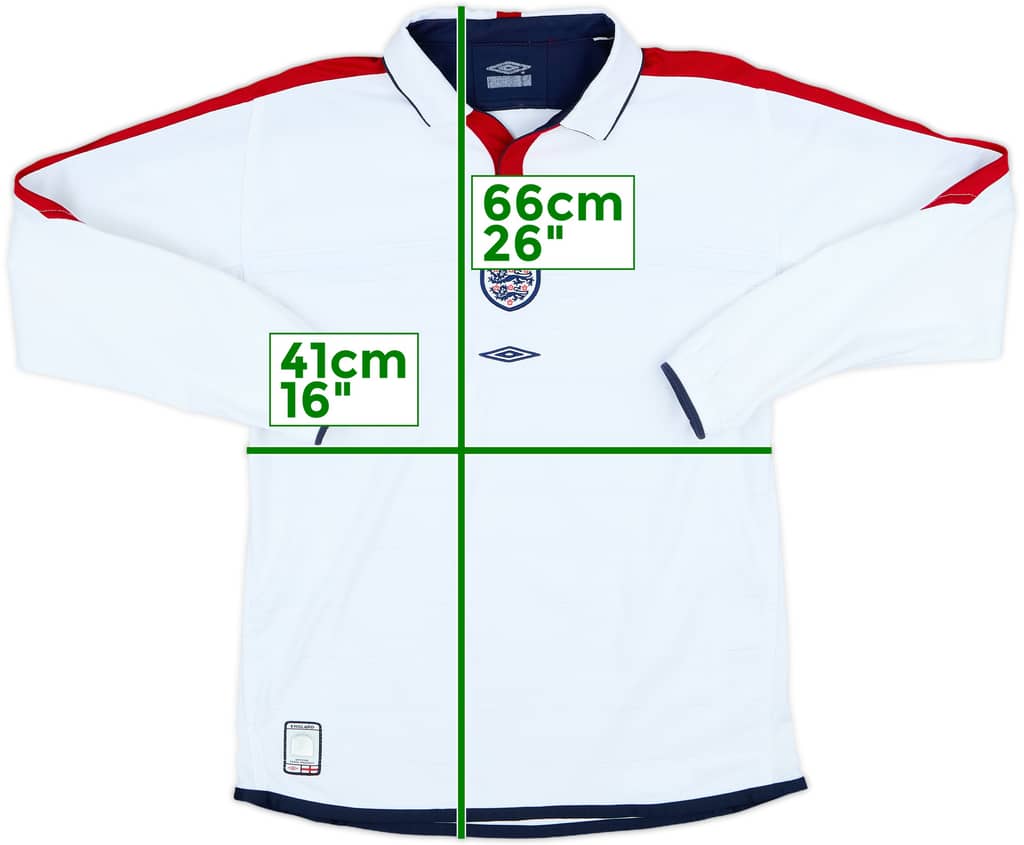 2003-05 England Home L/S Shirt - 8/10 - (L.Boys)