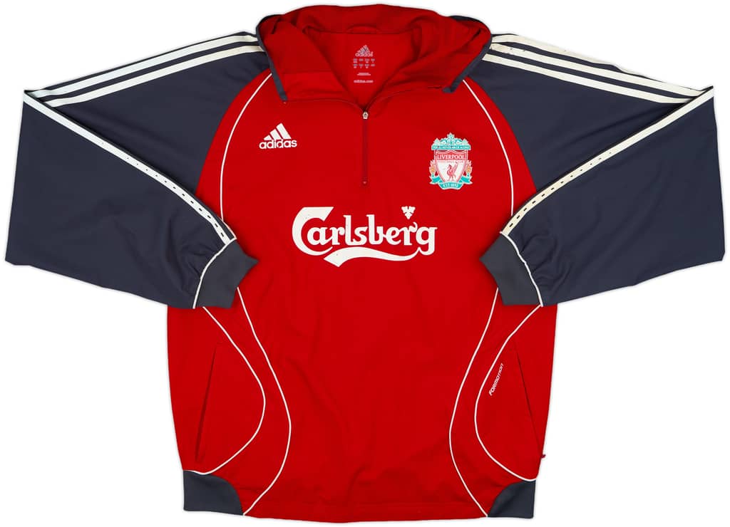 2006-07 Liverpool adidas Hooded 1/4 Zip Drill Top - 6/10 - (L)