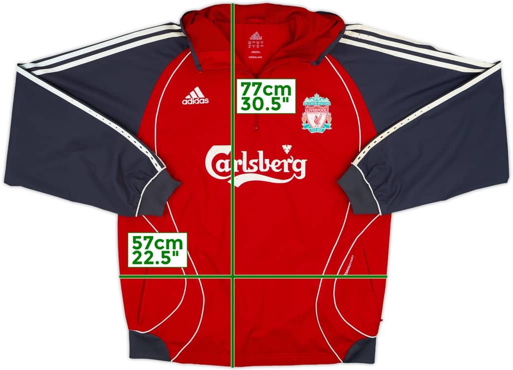 2006-07 Liverpool adidas Hooded 1/4 Zip Drill Top - 6/10 - (L)