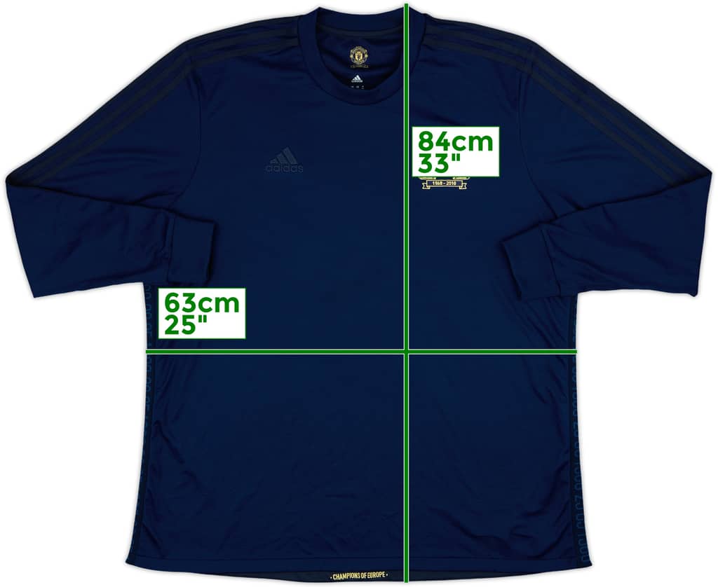 2018-19 Manchester United adidas Retro '1968' L/S Shirt - 9/10 - (XXL)