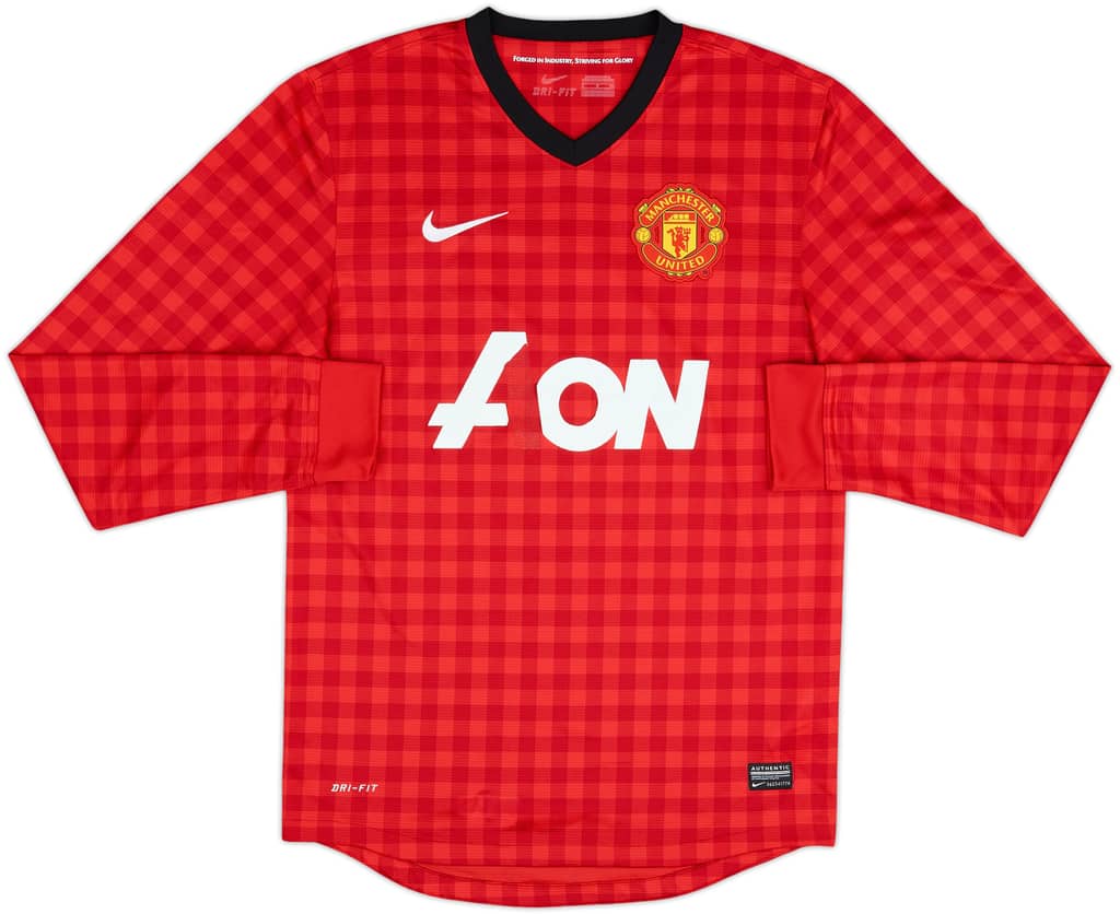 2012-13 Manchester United Home L/S Shirt - 4/10 - (S)