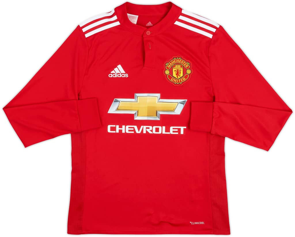 2017-18 Manchester United Home L/S Shirt - 8/10 - (L.Boys)