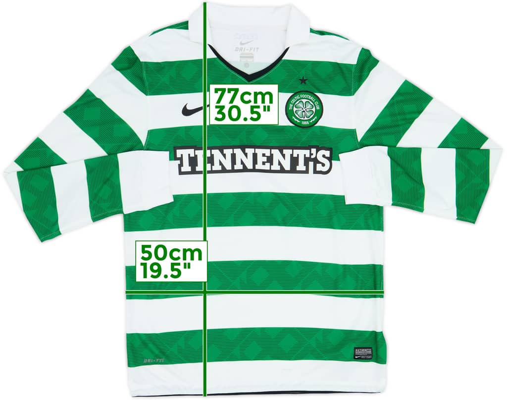2010-12 Celtic Home L/S Shirt - 8/10 - (M)