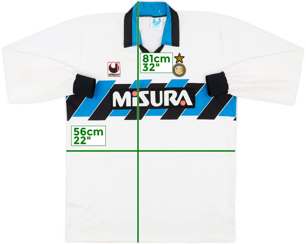 1990-91 Inter Milan Away L/S Shirt - 5/10 - (XL)