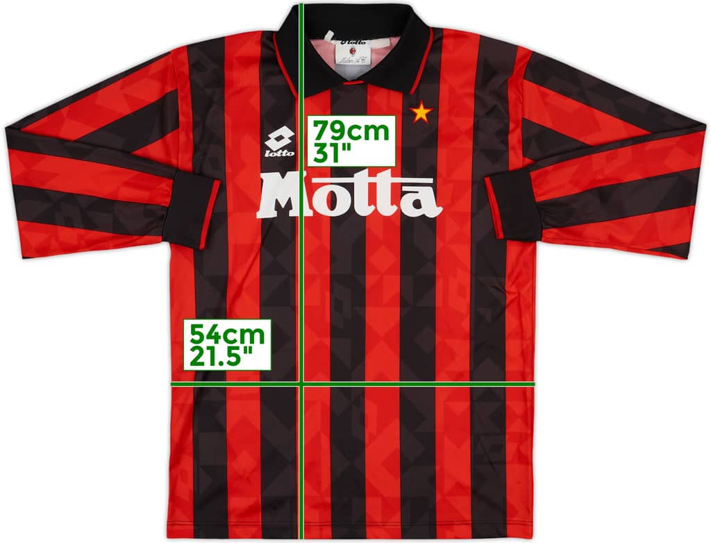 1993-94 AC Milan Home L/S Shirt - 9/10 - (XXL)