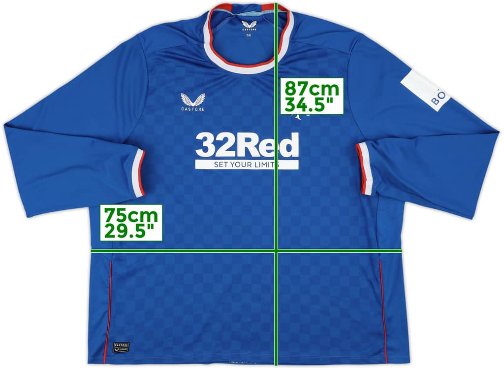 2022-23 Rangers Home L/S Shirt - 6/10 - (5XL)