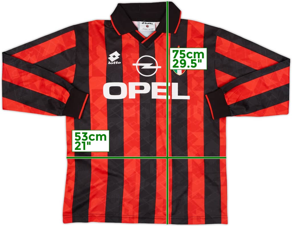 1994-95 AC Milan Home L/S Shirt - 8/10 - (M)